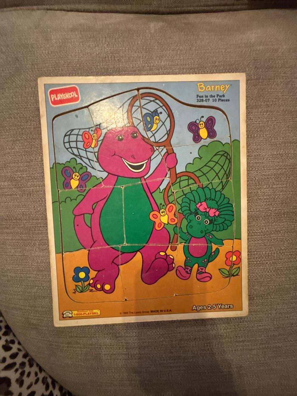 Playskool Barney Fun In The Park Wooden Puzzle 10 Pieces 1993